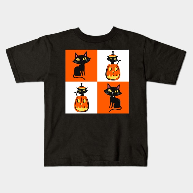 Happy Halloween Kitty Cat Party! Kids T-Shirt by TJWDraws